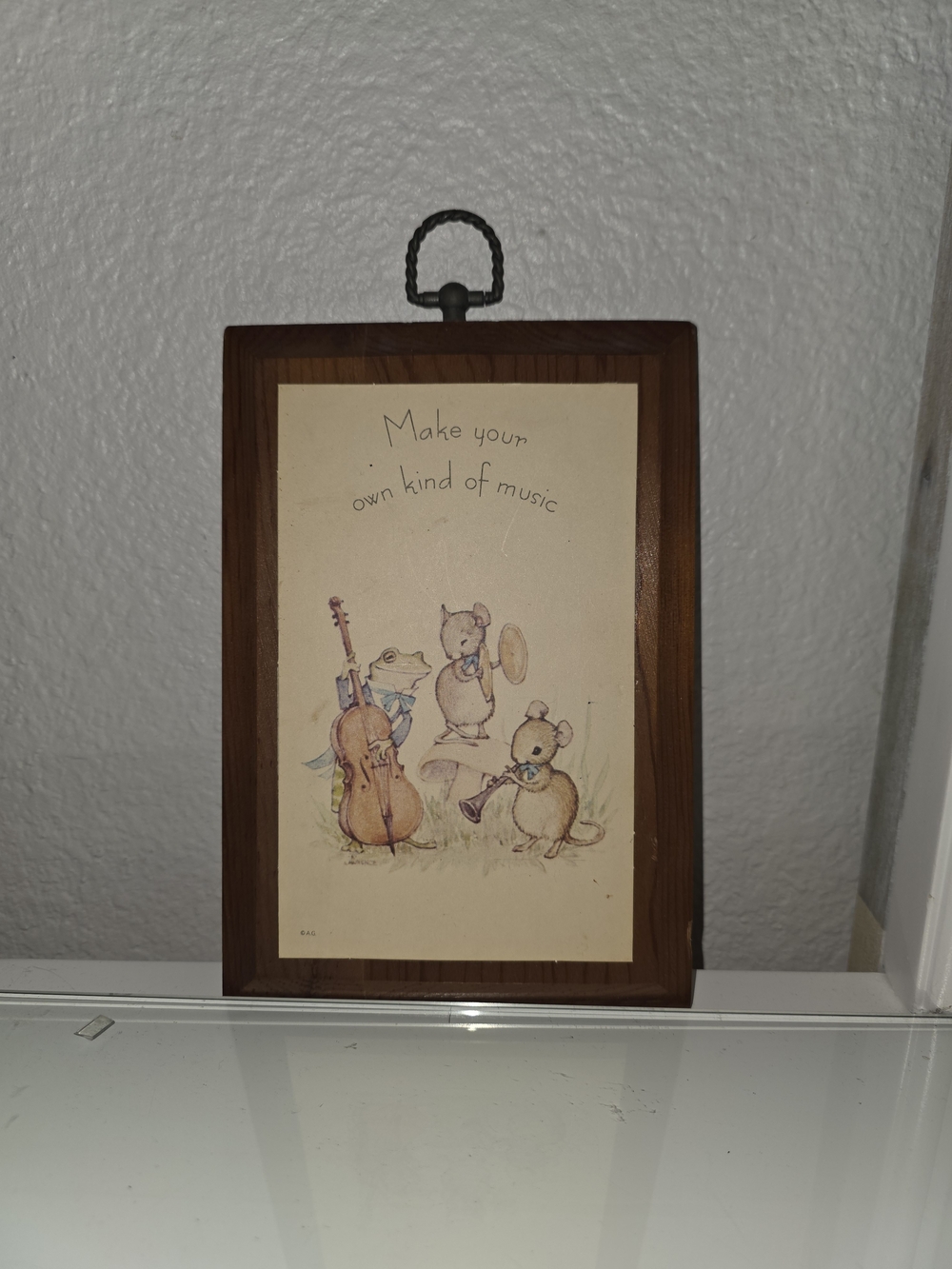 American Greetings Tiny Talk Plaque with Gold Label on Wood